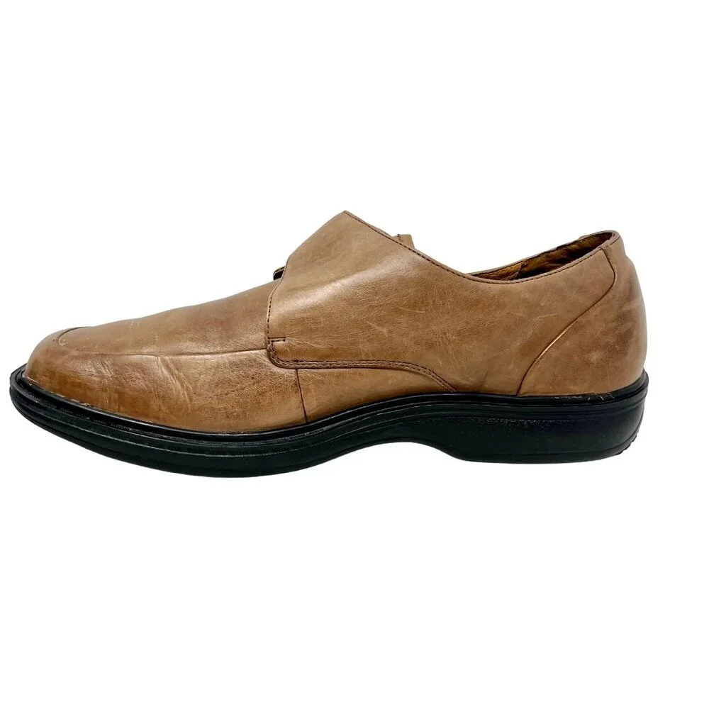 Dr. Comfort Mens‎ Leader Brown Leather Easy Access Buckle Strap Oxford Size 10.5